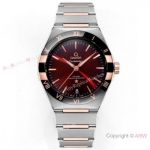 New 2024 Omega Constellation 41mm Super Clone 8900 Watch Half Rose Gold-Cherry Red Dial